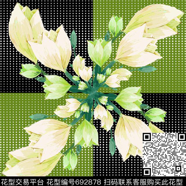 几何花卉不定位丝巾女装家纺传统印花华亿平台下载（图片编号: 692878） - 瓦栏（Walan）