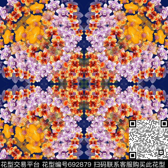 方巾花卉丝巾数码印花华亿平台下载（图片编号: 692879） - 瓦栏（Walan）