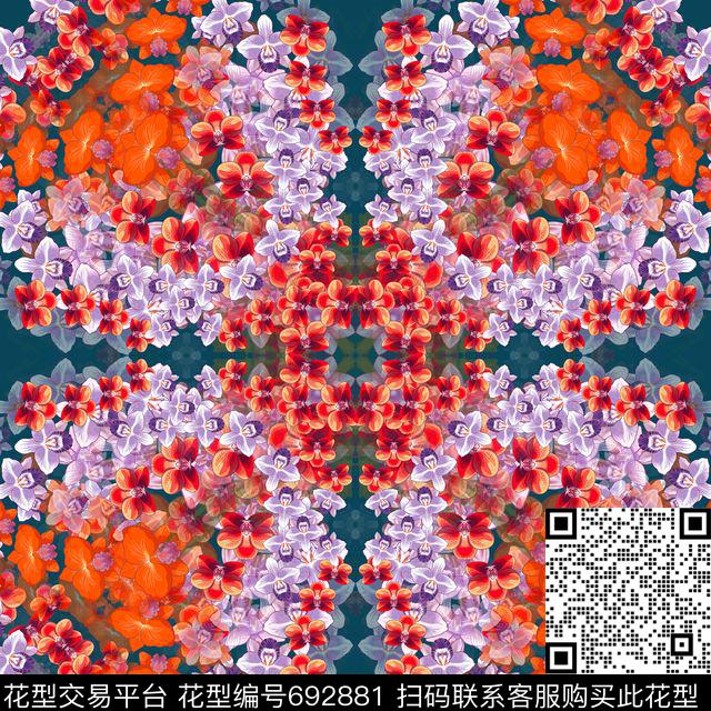 方巾花卉丝巾数码印花华亿平台下载（图片编号: 692881） - 瓦栏（Walan）