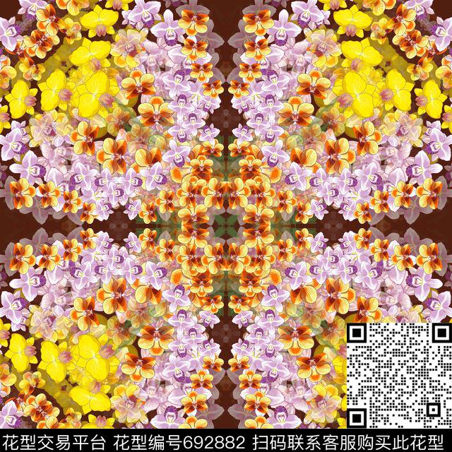 方巾花卉丝巾数码印花华亿平台下载（图片编号: 692882） - 瓦栏（Walan）