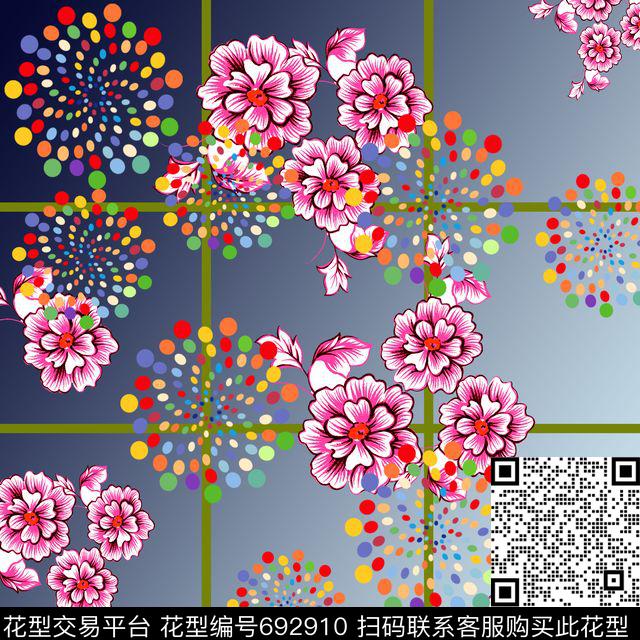 丝巾围巾秀场渐变花卉组合数码印花华亿平台下载（图片编号: 692910） - 瓦栏（Walan）