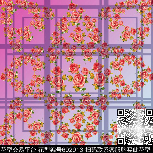 丝巾围巾秀场渐变花朵数码印花华亿平台下载（图片编号: 692913） - 瓦栏（Walan）