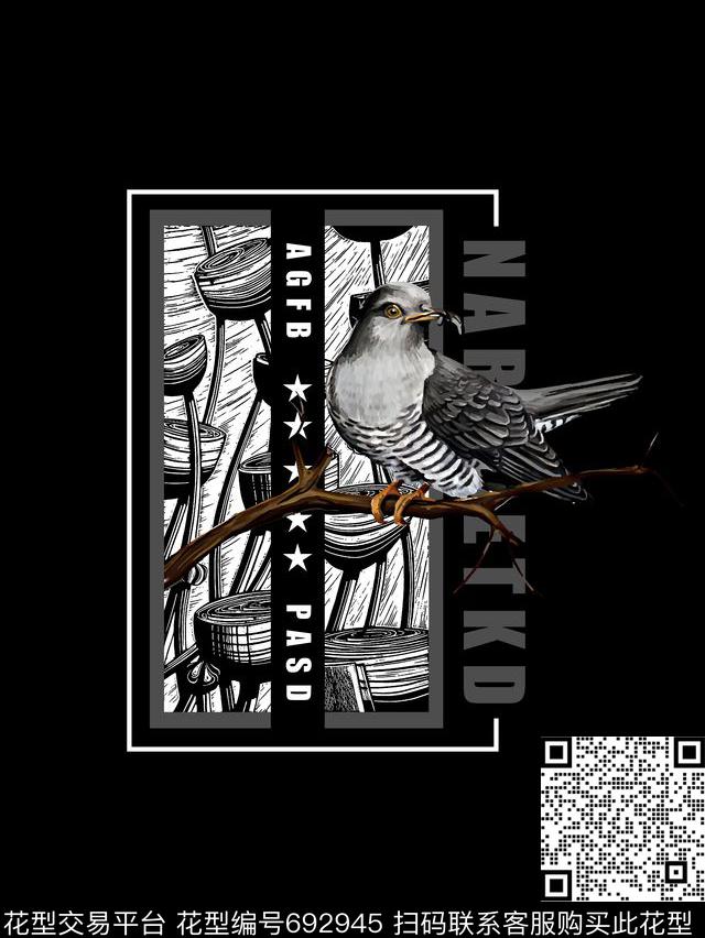 鸟几何男装T恤数码印花华亿平台下载（图片编号: 692945） - 瓦栏（Walan）