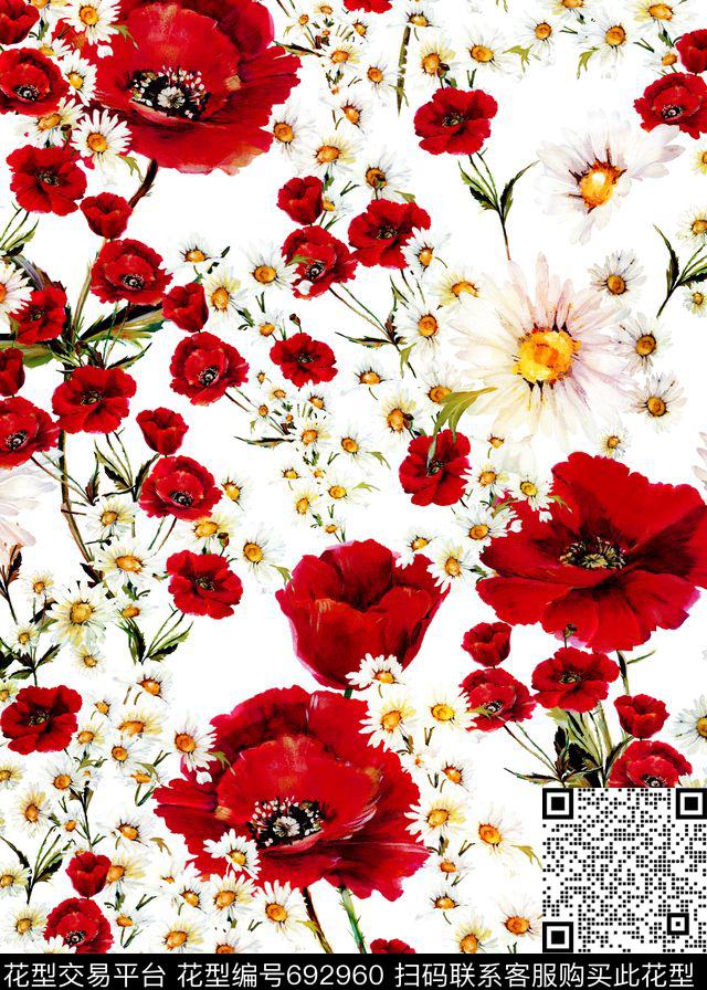 小碎花花朵花卉数码印花华亿平台下载（图片编号: 692960） - 瓦栏（Walan）