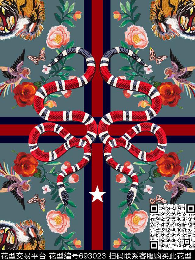 花卉大牌抽象数码印花华亿平台下载（图片编号: 693023） - 瓦栏（Walan）