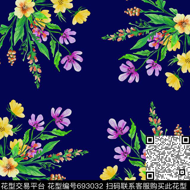 方巾丝巾花卉数码印花华亿平台下载（图片编号: 693032） - 瓦栏（Walan）