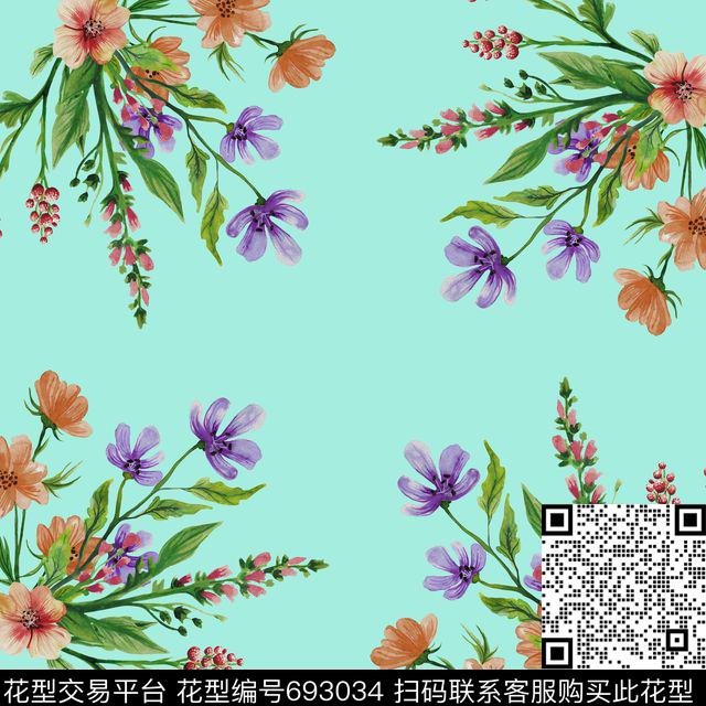 方巾丝巾花卉数码印花华亿平台下载（图片编号: 693034） - 瓦栏（Walan）