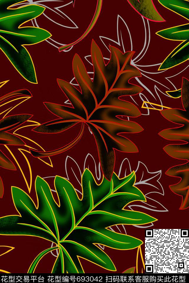 午夜热带热带花卉流行时尚传统印花华亿平台下载（图片编号: 693042） - 瓦栏（Walan）
