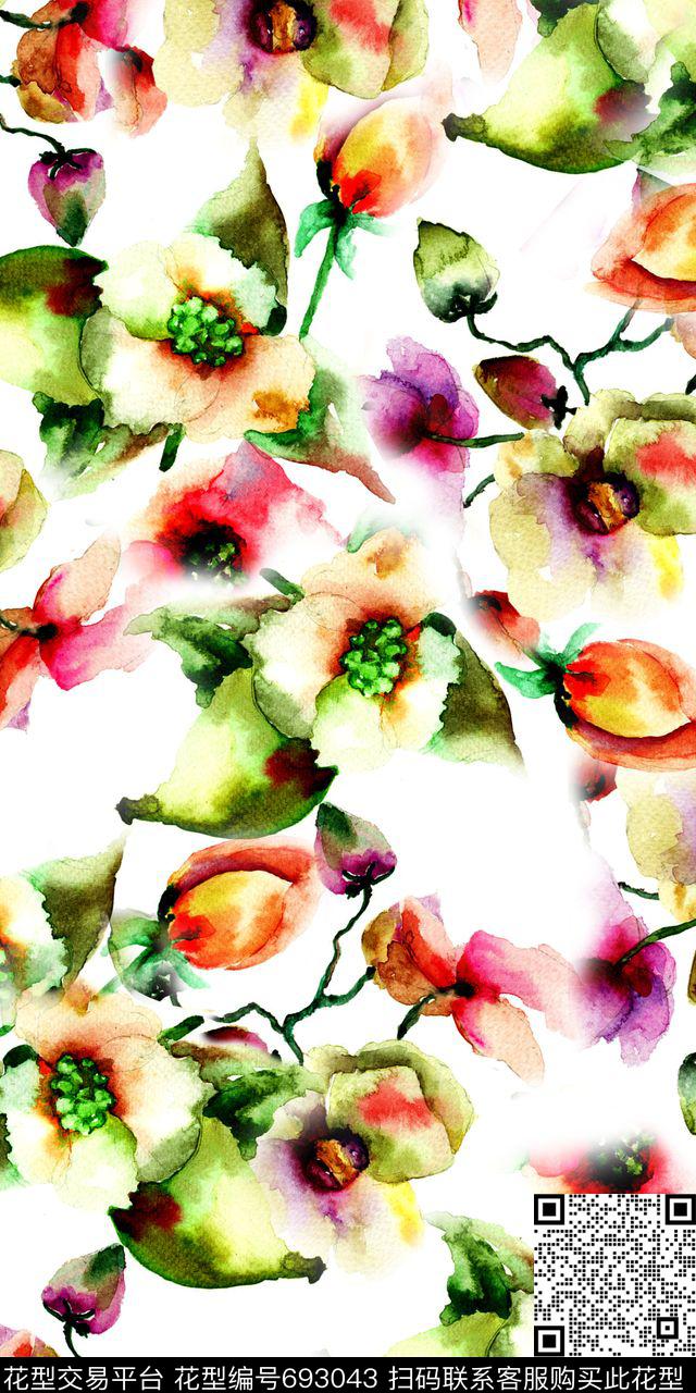 花朵花卉数码印花华亿平台下载（图片编号: 693043） - 瓦栏（Walan）