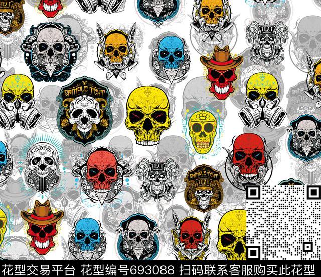 Fei-男装Fei-欧美风骷髅头数码印花华亿平台下载（图片编号: 693088） - 瓦栏（Walan）