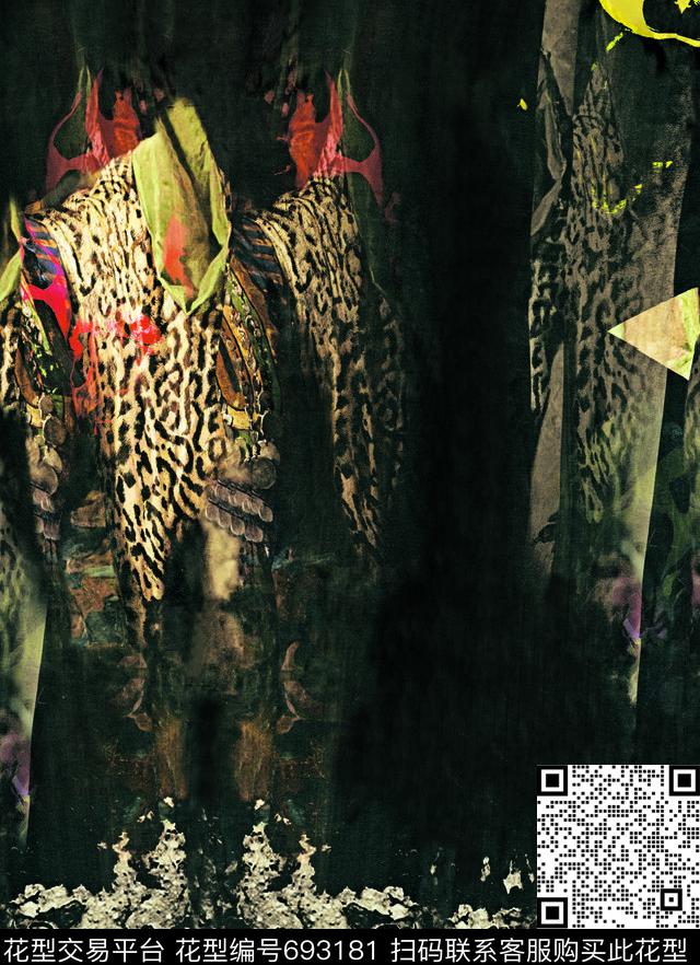 抽象定位花数码印花华亿平台下载（图片编号: 693181） - 瓦栏（Walan）