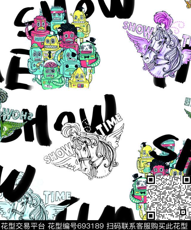 卡通马字母数码印花华亿平台下载（图片编号: 693189） - 瓦栏（Walan）