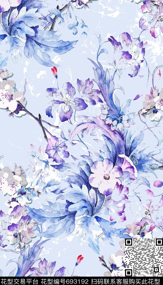 素雅清新花卉女装数码印花华亿平台下载（图片编号: 693192） - 瓦栏（Walan）