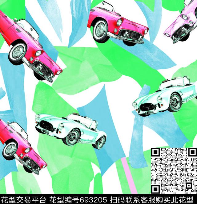 汽车几何块面数码印花华亿平台下载（图片编号: 693205） - 瓦栏（Walan）