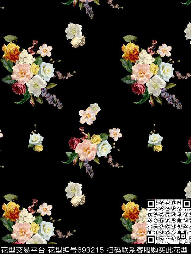 花卉油画碎花数码印花华亿平台下载（图片编号: 693215） - 瓦栏（Walan）