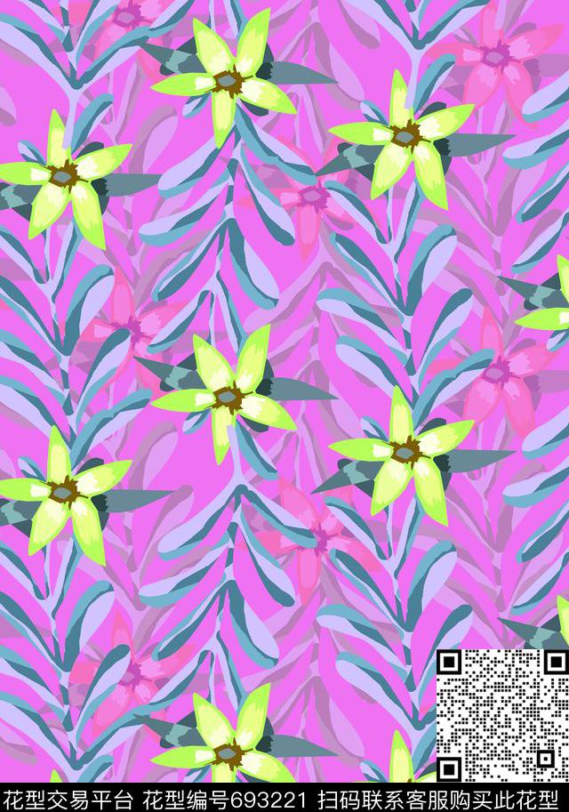 写意花卉花卉传统印花华亿平台下载（图片编号: 693221） - 瓦栏（Walan）