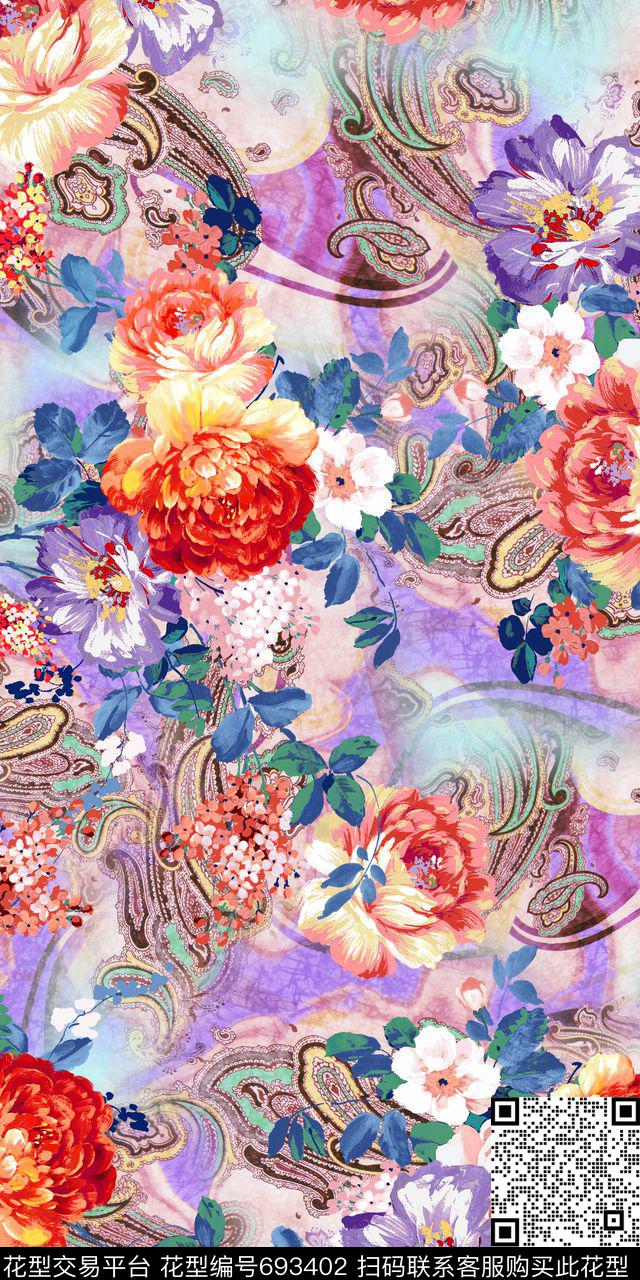 火腿纹佩慈利民族风数码印花华亿平台下载（图片编号: 693402） - 瓦栏（Walan）