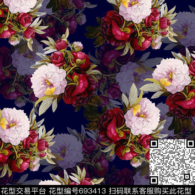 大花花卉数码花卉数码印花华亿平台下载（图片编号: 693413） - 瓦栏（Walan）