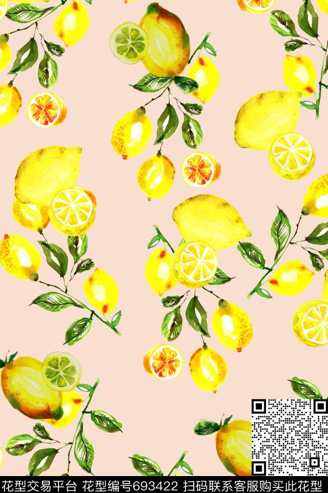 手绘水果柠檬数码印花华亿平台下载（图片编号: 693422） - 瓦栏（Walan）