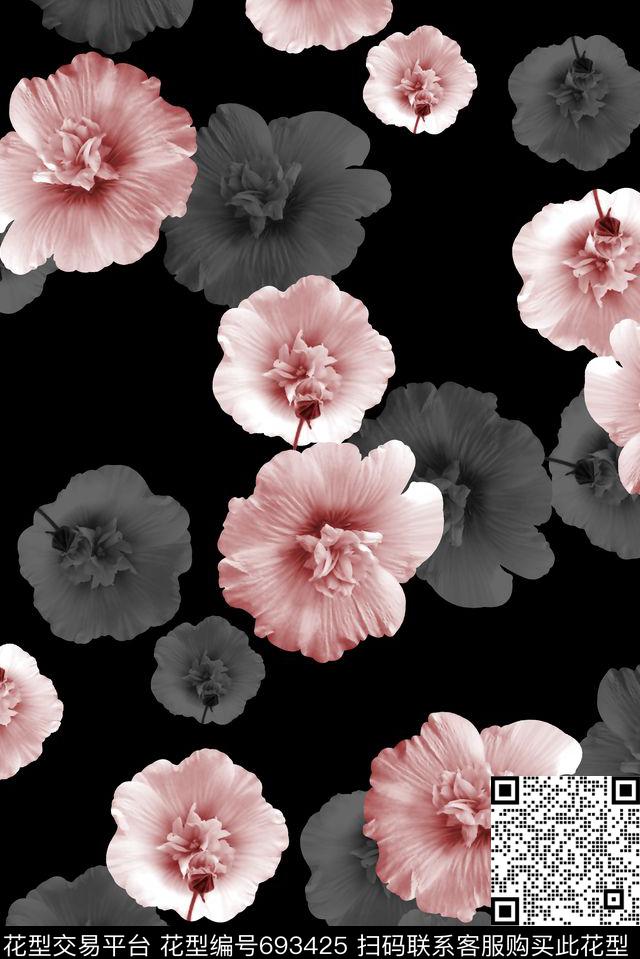 抽象手绘满版花卉最新高清数码水彩花卉时尚潮流大牌复古欧美风女装花卉数码印花华亿平台下载（图片编号: 693425） - 瓦栏（Walan）