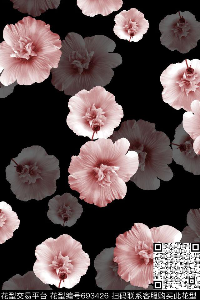 抽象手绘满版花卉最新高清数码水彩花卉时尚潮流大牌复古欧美风女装花卉数码印花华亿平台下载（图片编号: 693426） - 瓦栏（Walan）