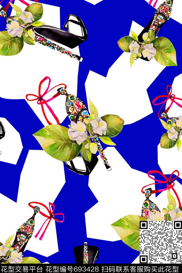 抽象手绘满版花卉趣味时尚潮流大牌复古欧美风女装花卉数码印花华亿平台下载（图片编号: 693428） - 瓦栏（Walan）