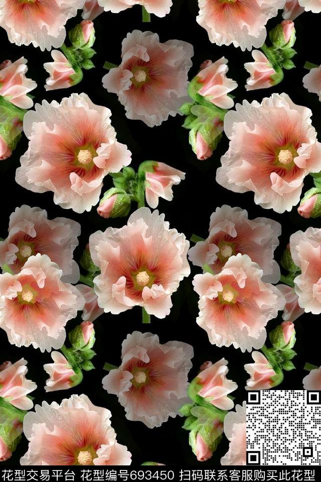 青蓝雅韵系列花卉组合植物花卉数码印花华亿平台下载（图片编号: 693450） - 瓦栏（Walan）