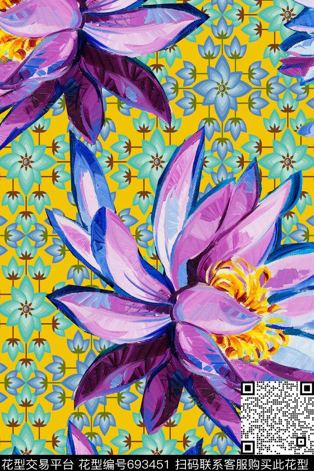 女装花卉几何数码印花华亿平台下载（图片编号: 693451） - 瓦栏（Walan）