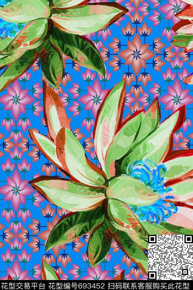 女装花卉几何数码印花华亿平台下载（图片编号: 693452） - 瓦栏（Walan）