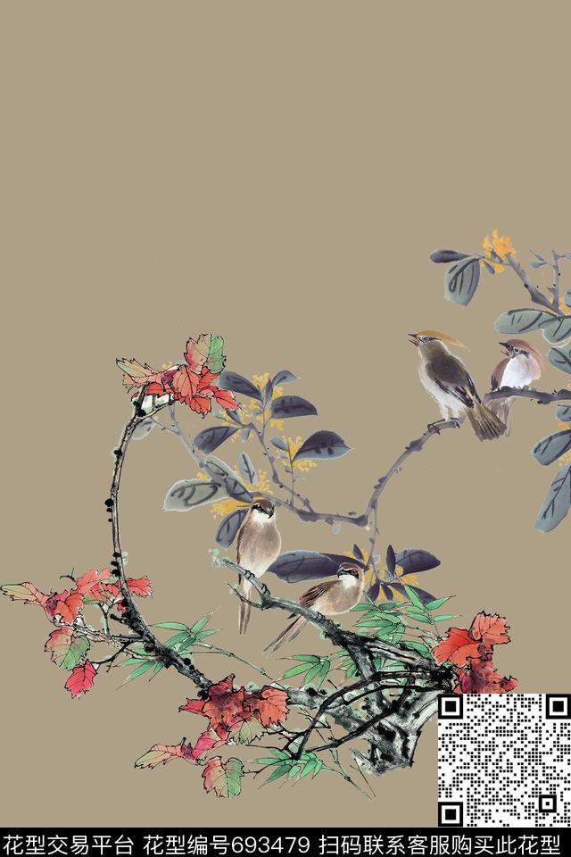 花鸟画国画山水画数码印花华亿平台下载（图片编号: 693479） - 瓦栏（Walan）