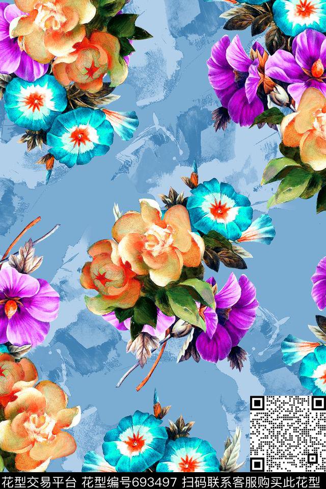 女装花卉纯色底数码印花华亿平台下载（图片编号: 693497） - 瓦栏（Walan）