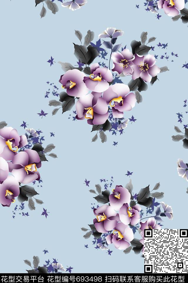 女装花卉纯色底数码印花华亿平台下载（图片编号: 693498） - 瓦栏（Walan）