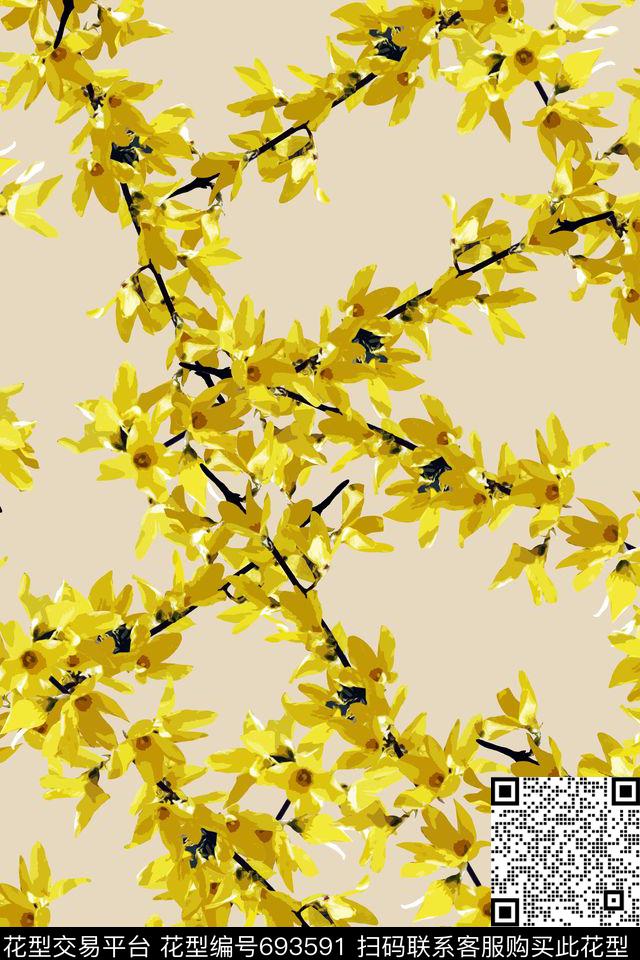 花朵花卉数码印花华亿平台下载（图片编号: 693591） - 瓦栏（Walan）
