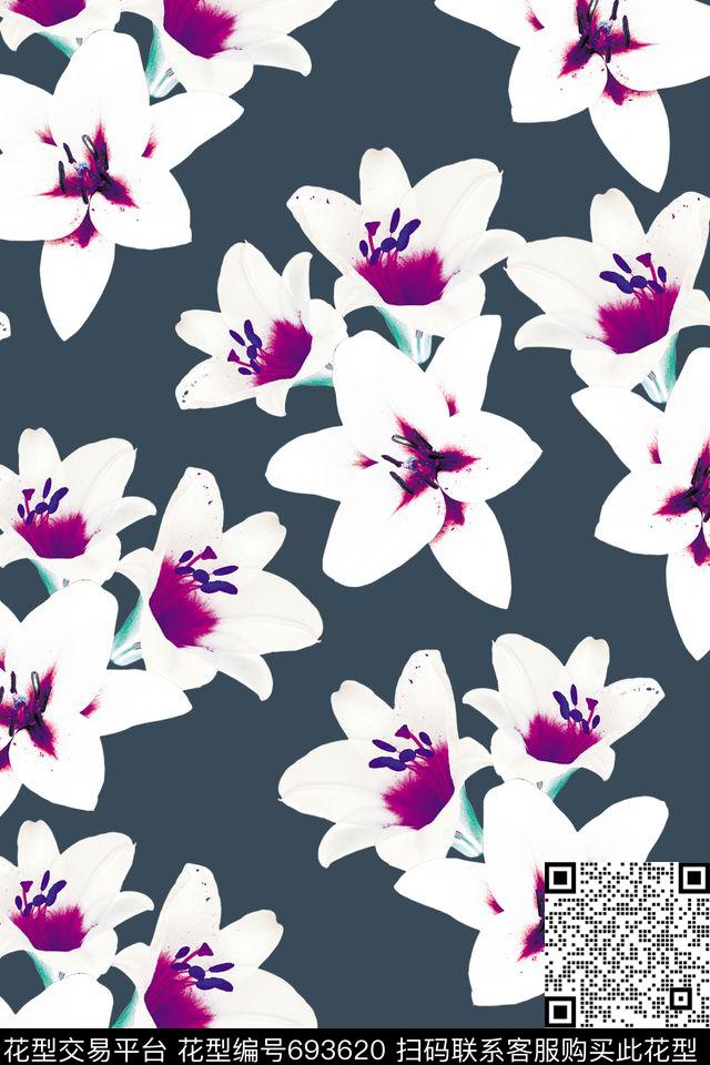 大花牡丹玫瑰数码印花华亿平台下载（图片编号: 693620） - 瓦栏（Walan）