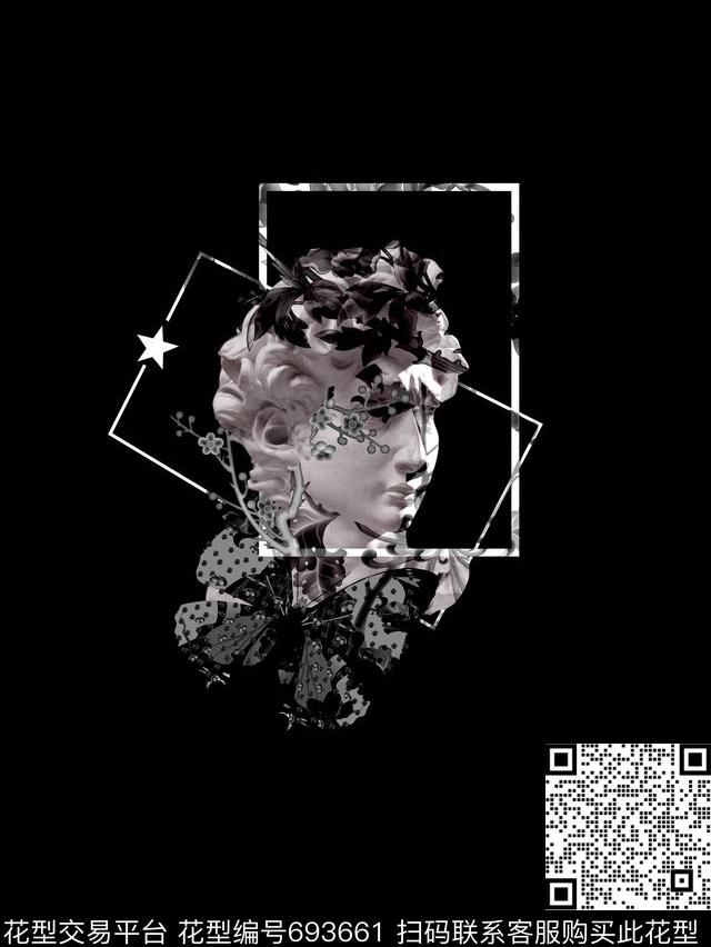 时尚男士花数码印花华亿平台下载（图片编号: 693661） - 瓦栏（Walan）