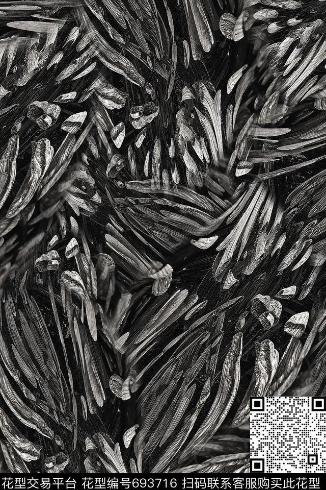 抽象黑白男装数码印花华亿平台下载（图片编号: 693716） - 瓦栏（Walan）