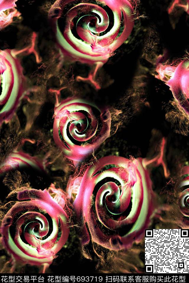 抽象女装迷彩数码印花华亿平台下载（图片编号: 693719） - 瓦栏（Walan）