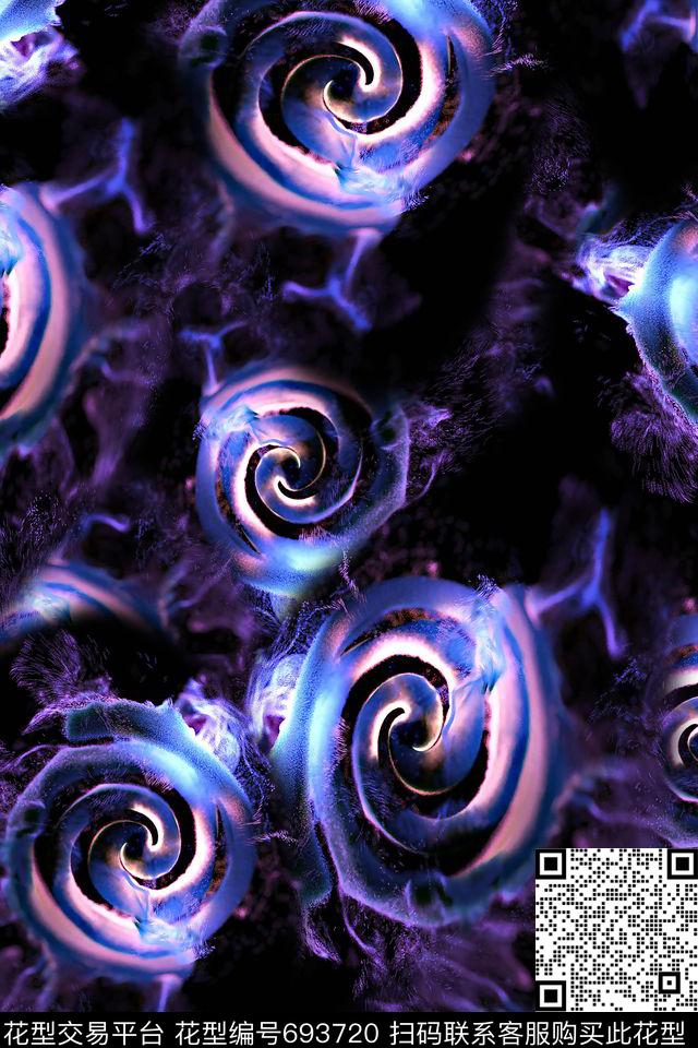 抽象女装迷彩数码印花华亿平台下载（图片编号: 693720） - 瓦栏（Walan）