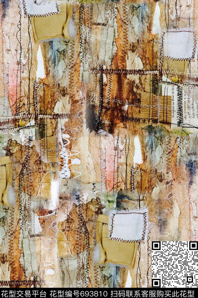 抽象肌理图案趣味数码印花华亿平台下载（图片编号: 693810） - 瓦栏（Walan）