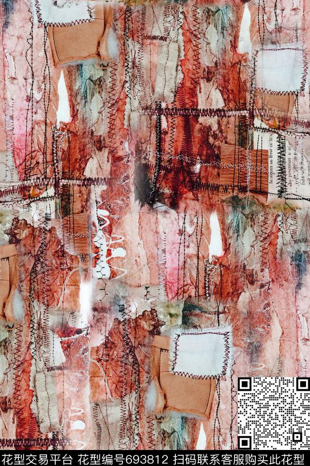 抽象肌理图案趣味数码印花华亿平台下载（图片编号: 693812） - 瓦栏（Walan）