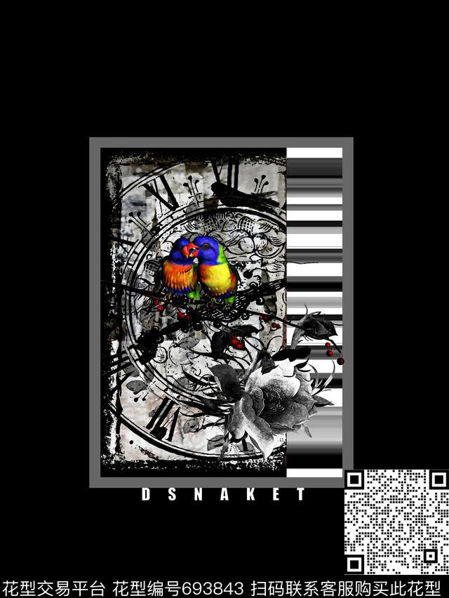 鸟几何男装T恤数码印花华亿平台下载（图片编号: 693843） - 瓦栏（Walan）