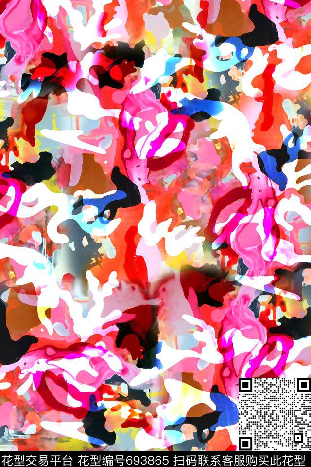 抽象手绘满版卡通迷彩新锐迷彩迷彩数码印花华亿平台下载（图片编号: 693865） - 瓦栏（Walan）