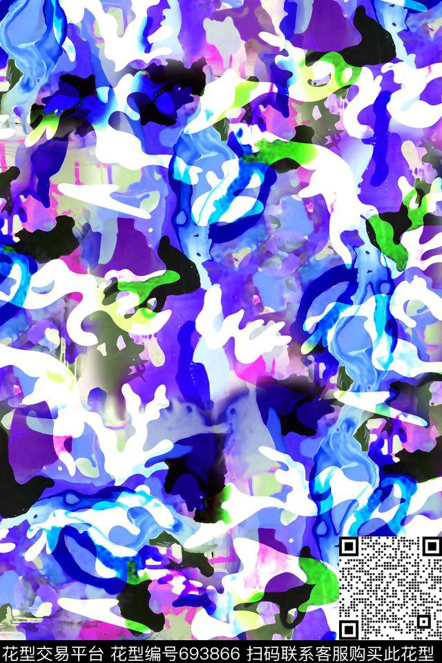 抽象手绘满版卡通迷彩新锐迷彩迷彩数码印花华亿平台下载（图片编号: 693866） - 瓦栏（Walan）