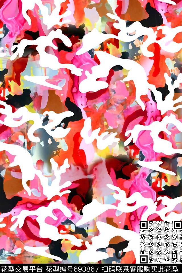 抽象手绘满版卡通迷彩新锐迷彩迷彩数码印花华亿平台下载（图片编号: 693867） - 瓦栏（Walan）