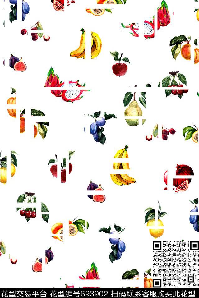 高雅手绘水果、裁切、抽象数码印花华亿平台下载（图片编号: 693902） - 瓦栏（Walan）