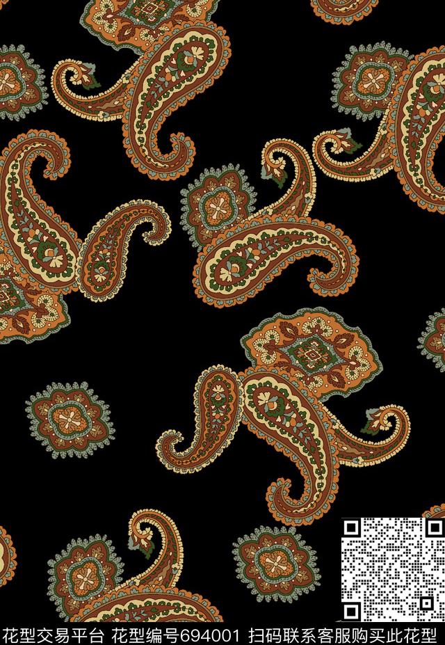 中东佩斯利传统印花华亿平台下载（图片编号: 694001） - 瓦栏（Walan）
