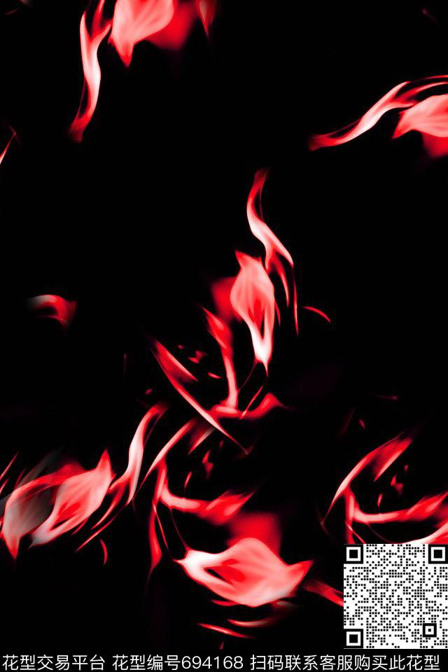 火焰男装抽象数码印花华亿平台下载（图片编号: 694168） - 瓦栏（Walan）