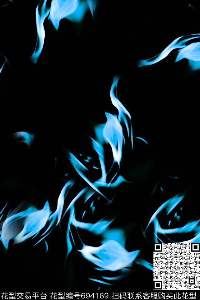 火焰男装抽象数码印花华亿平台下载（图片编号: 694169） - 瓦栏（Walan）