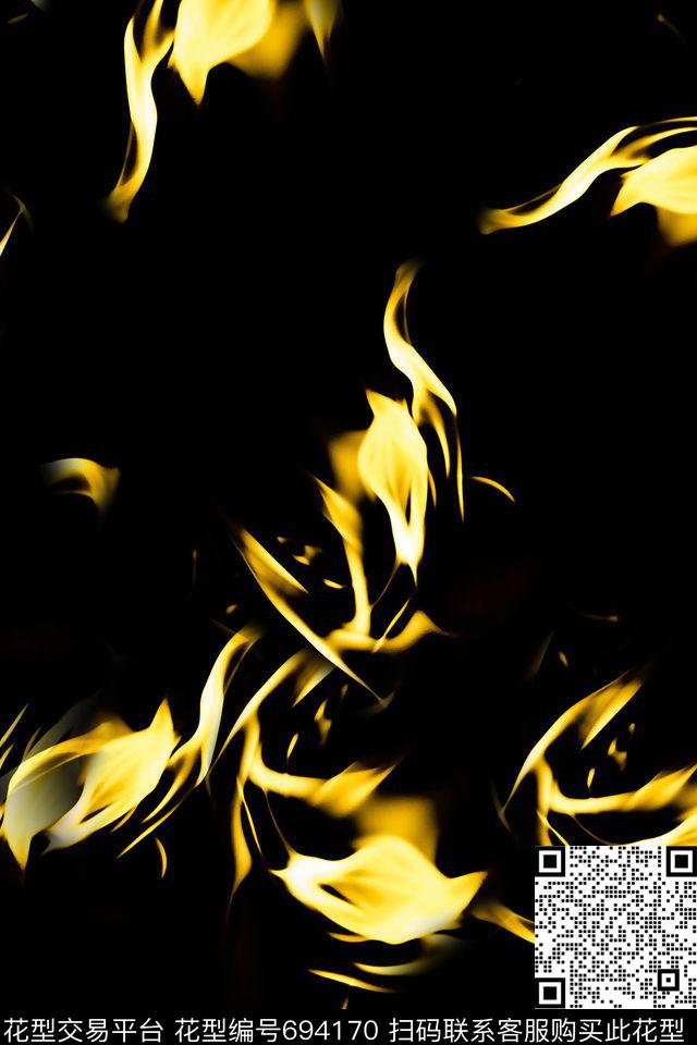 火焰男装抽象数码印花华亿平台下载（图片编号: 694170） - 瓦栏（Walan）