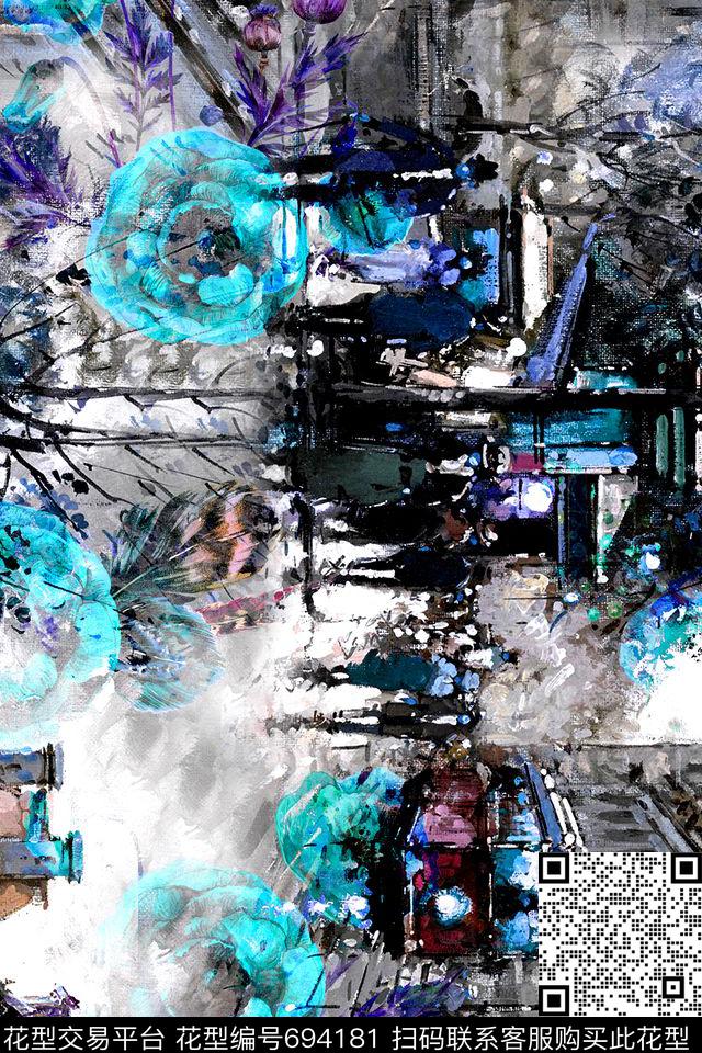 花朵花卉风景数码印花华亿平台下载（图片编号: 694181） - 瓦栏（Walan）